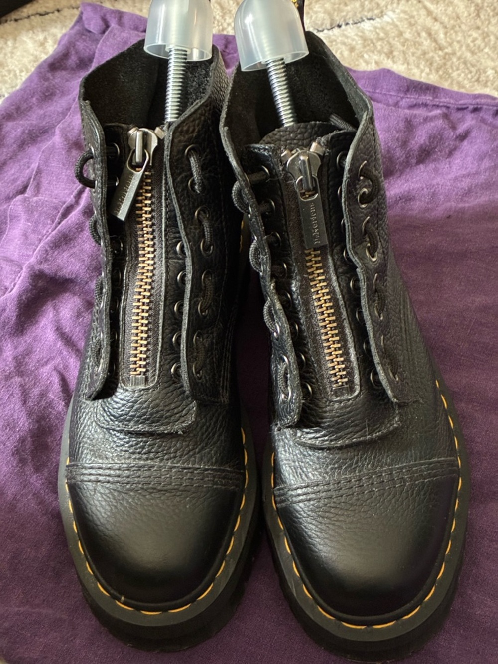 Dr. Martens Black Sinclair leather Zip-Front Combat Boots. - Picture 3 of 10